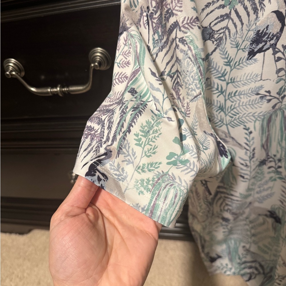 Greyson Cream and Green Botanical Polo Shirt - Picture 7 of 7